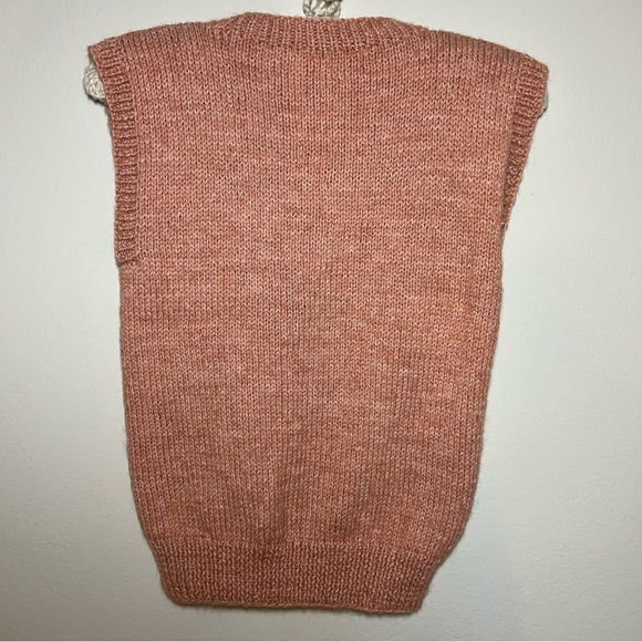 Handmade Cable Knit Sweater Vest Size XS - Salmon Pink - Picture 3 of 5